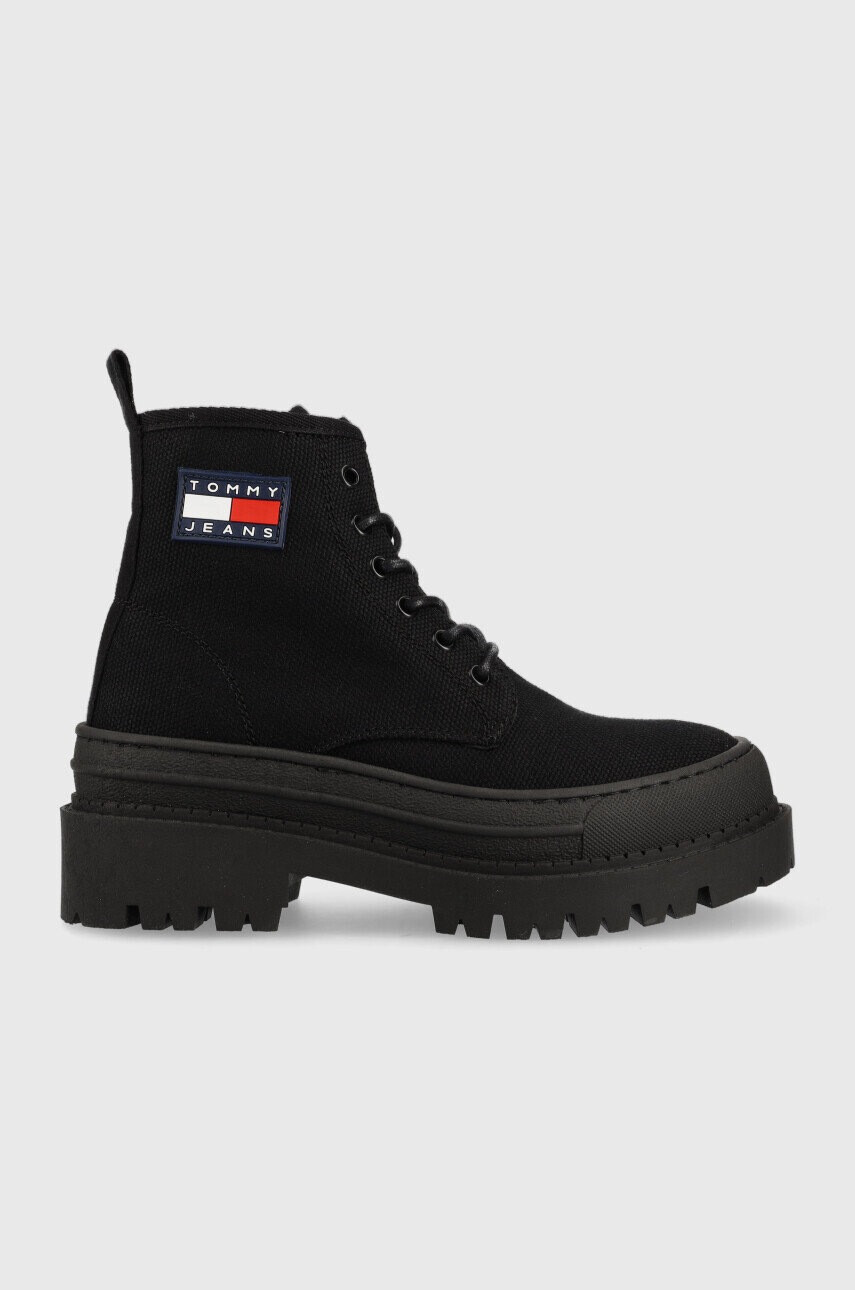 Tommy Jeans Кубинки Foxing Boot в черно с платформа - Pepit.bg