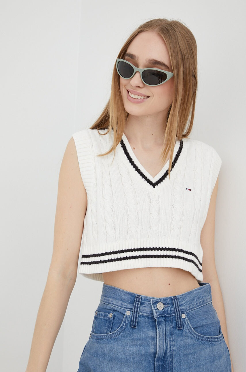 Tommy Jeans Памучен елек в бяло - Pepit.bg