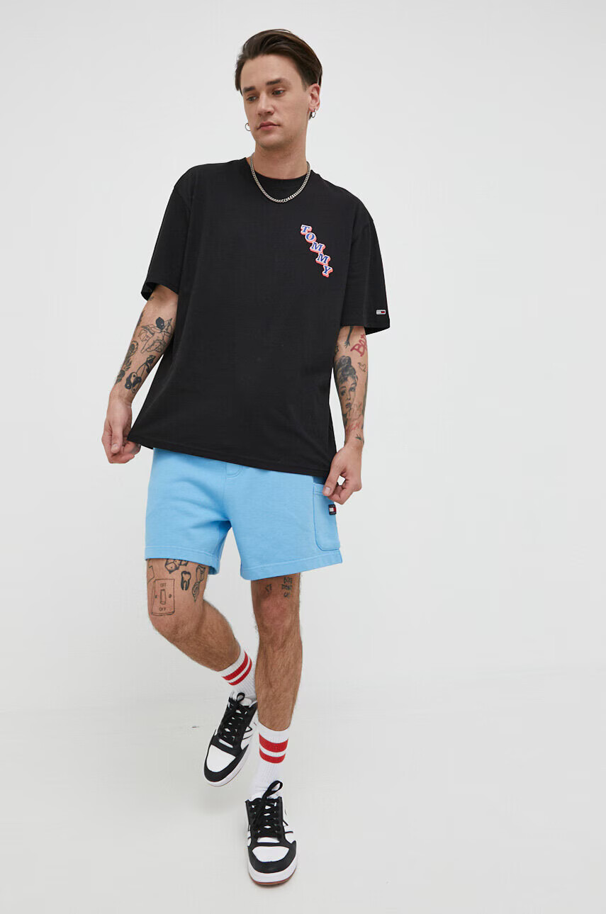Tommy Jeans Памучен къс панталон в синьо - Pepit.bg