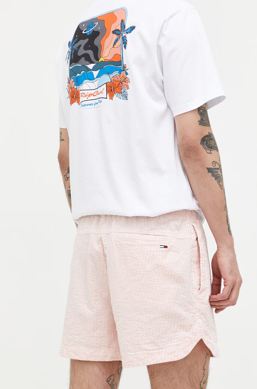 Tommy Jeans Памучен къс панталон в оранжево - Pepit.bg