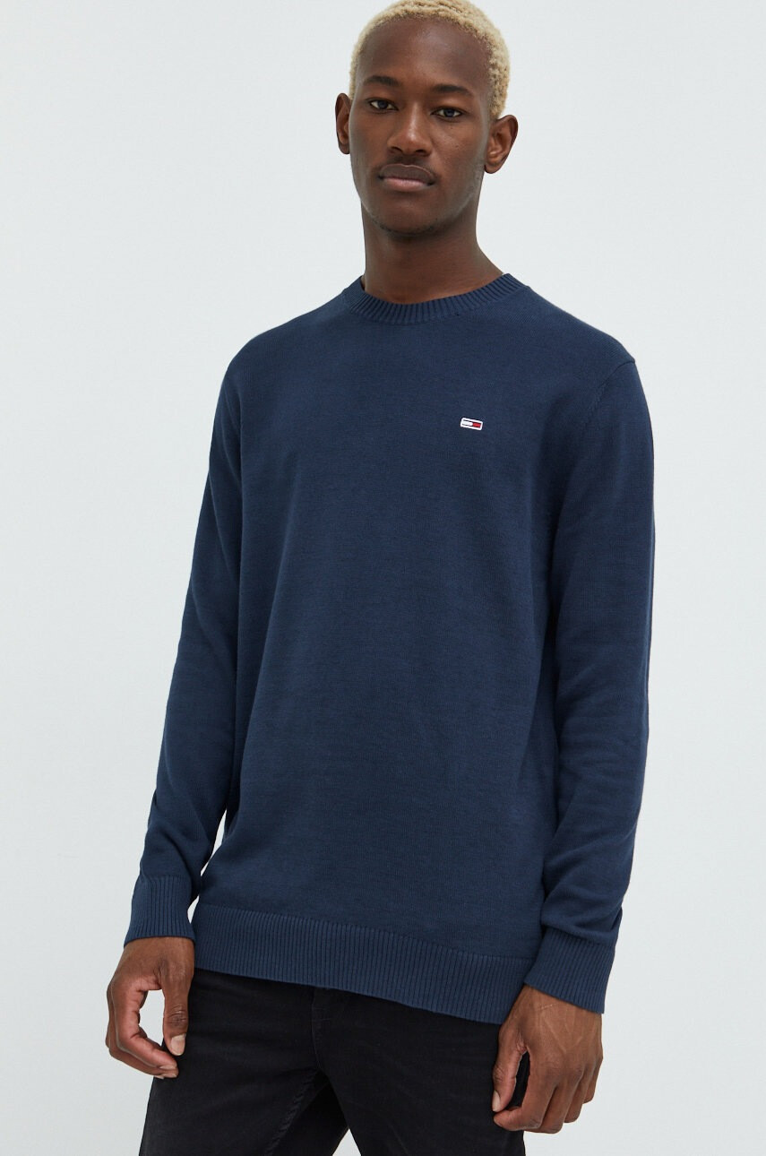 Tommy Jeans Памучен пуловер мъжки в тъмносиньо - Pepit.bg