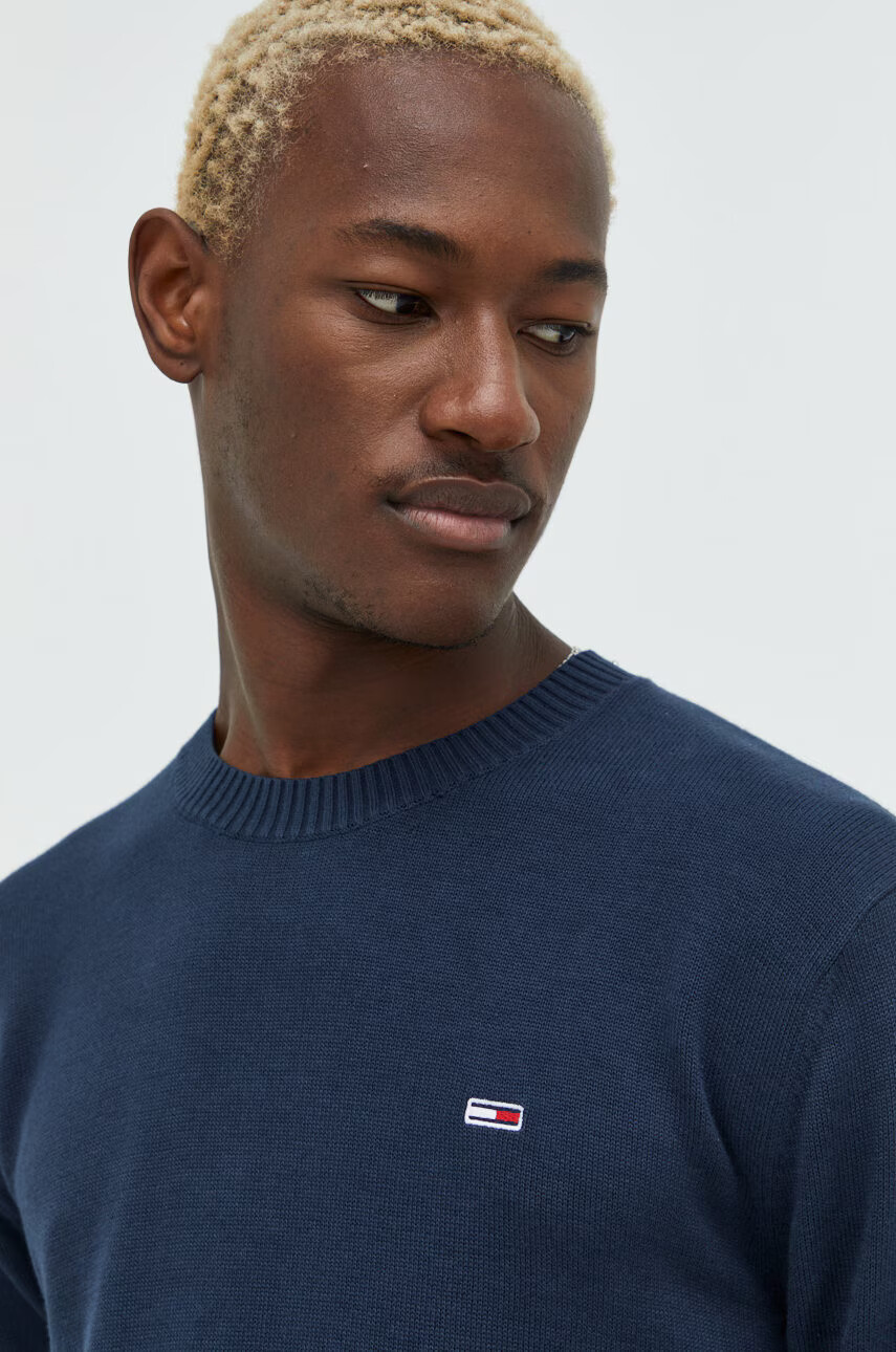 Tommy Jeans Памучен пуловер мъжки в тъмносиньо - Pepit.bg