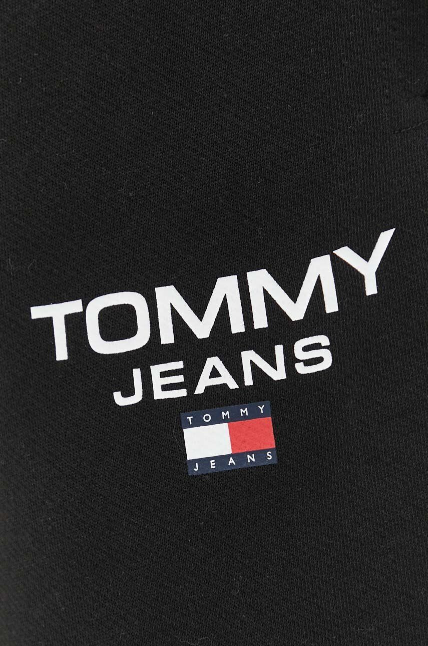 Tommy Jeans Памучен спортен панталон в черно с принт - Pepit.bg