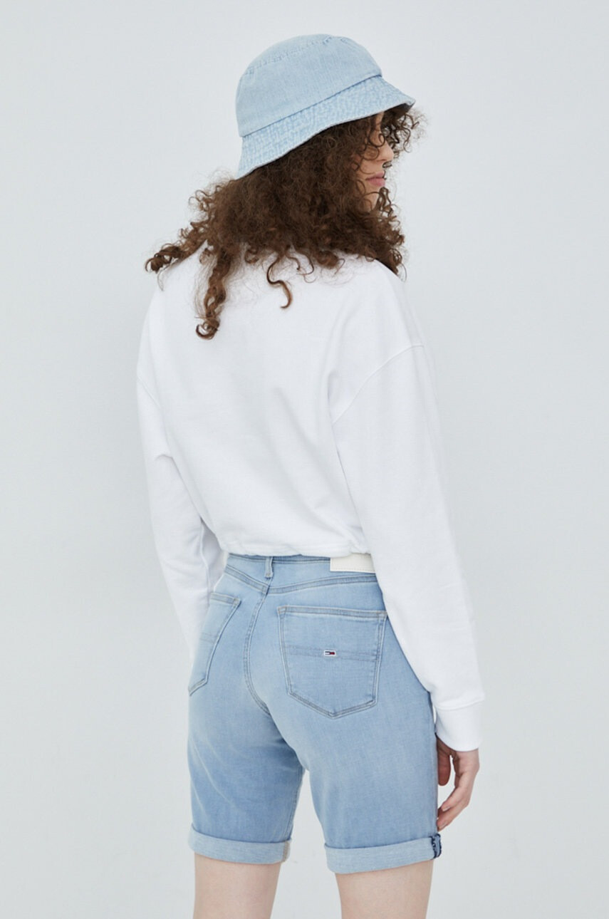 Tommy Jeans Памучен суичър в бяло с изчистен дизайн - Pepit.bg