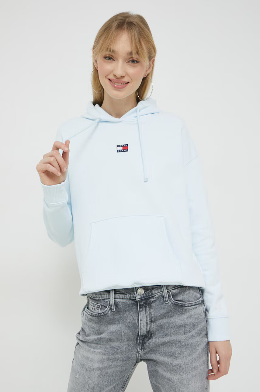 Tommy Jeans Памучен суичър в синьо с качулка с апликация - Pepit.bg