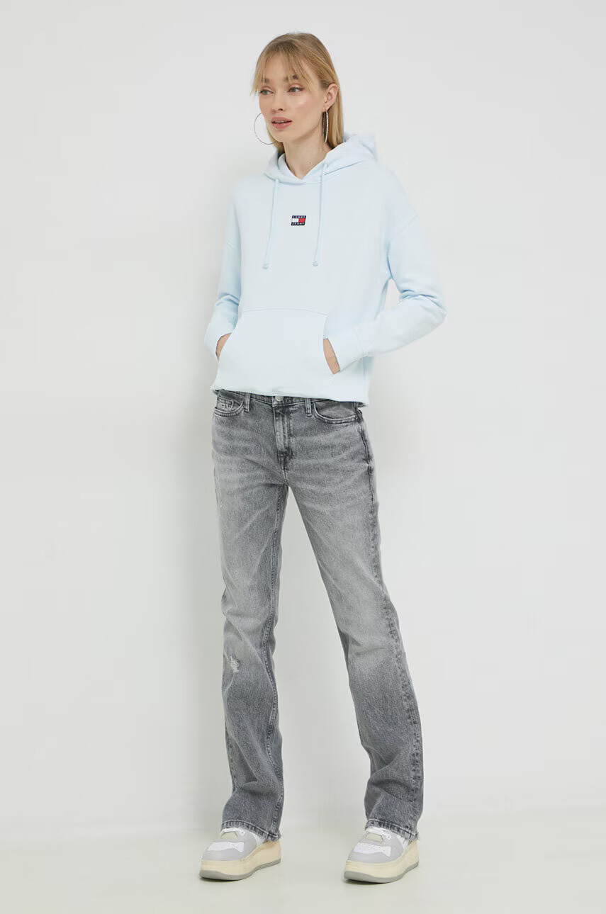 Tommy Jeans Памучен суичър в синьо с качулка с апликация - Pepit.bg