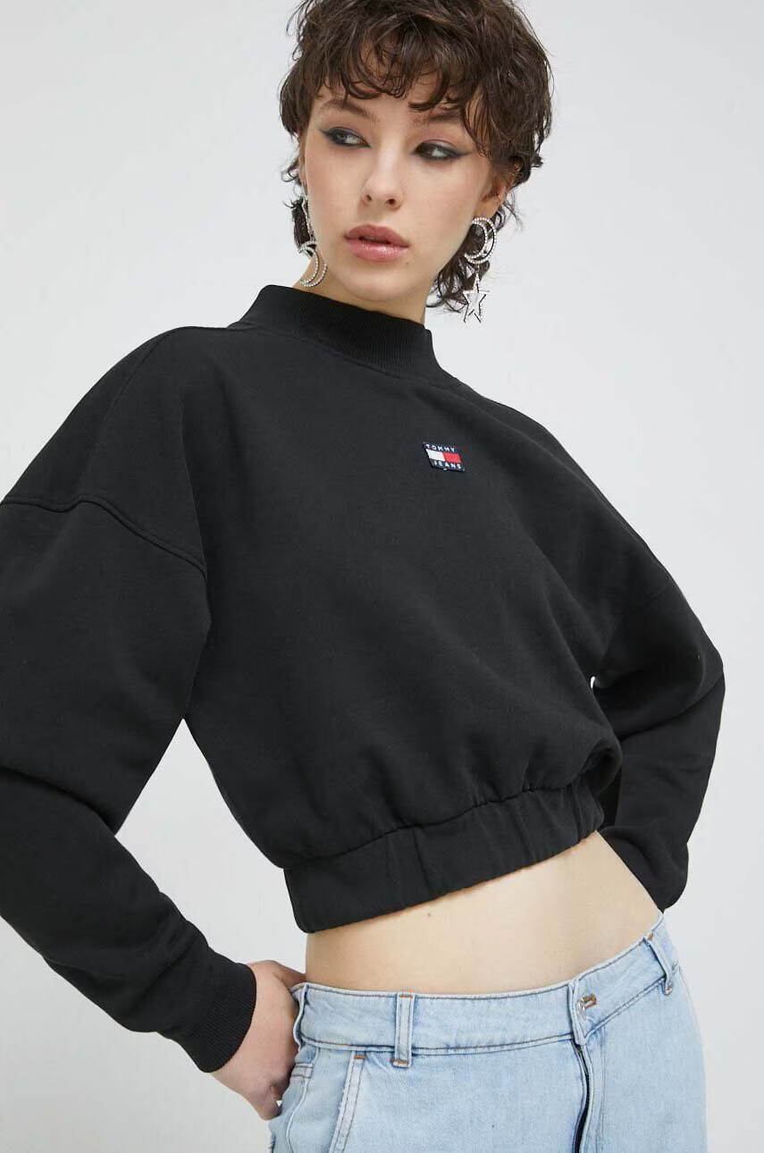 Tommy Jeans Памучен суичър в черно с изчистен дизайн - Pepit.bg