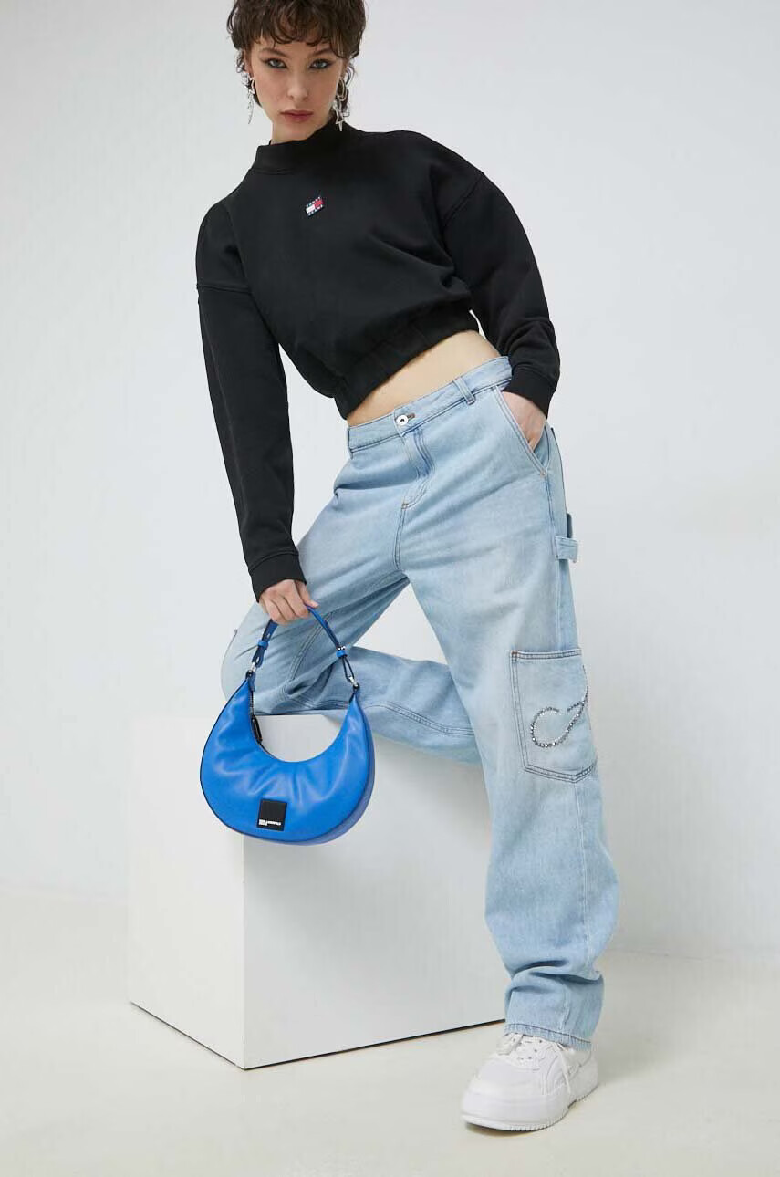 Tommy Jeans Памучен суичър в черно с изчистен дизайн - Pepit.bg