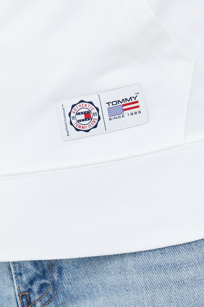 Tommy Jeans Памучен суичър в бяло с качулка с принт - Pepit.bg