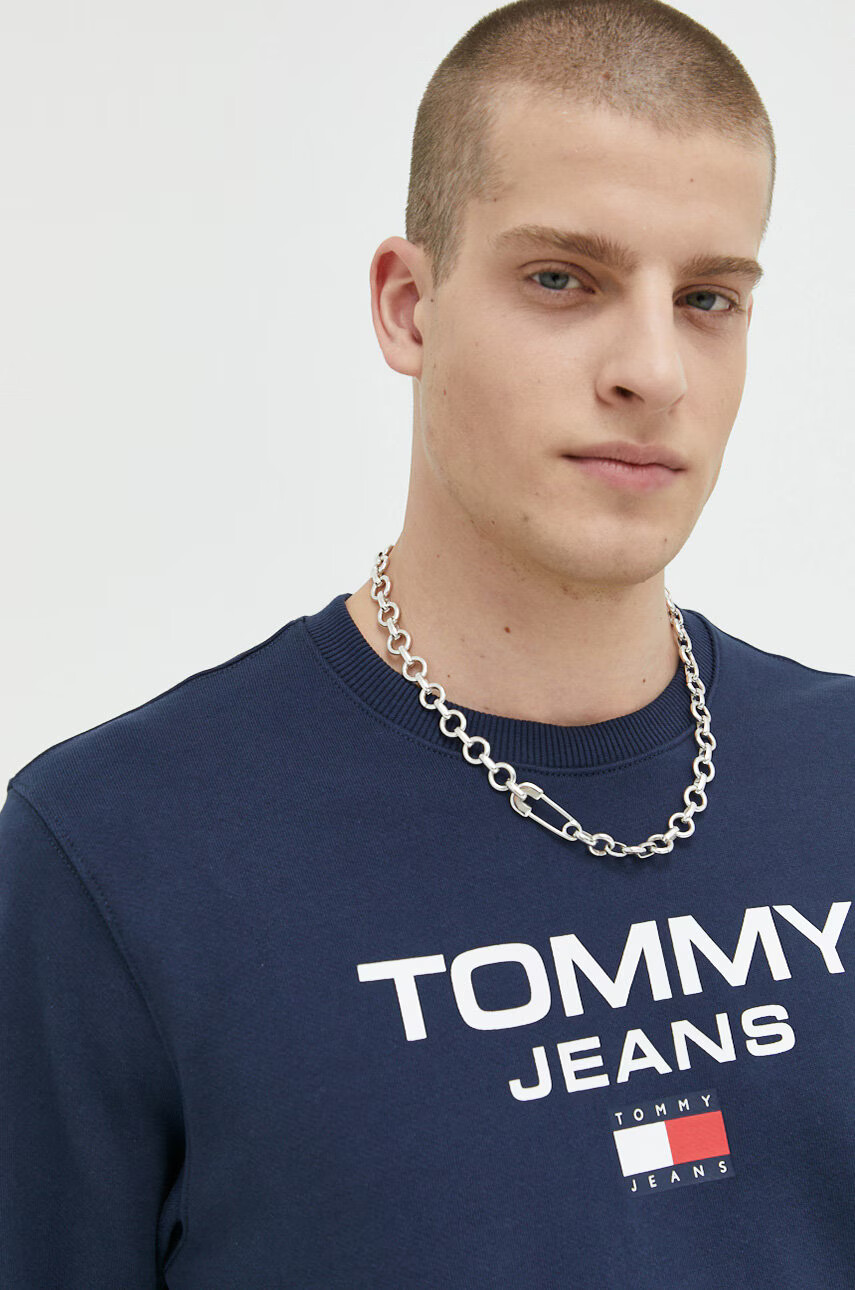 Tommy Jeans Памучен суичър в черно с принт - Pepit.bg