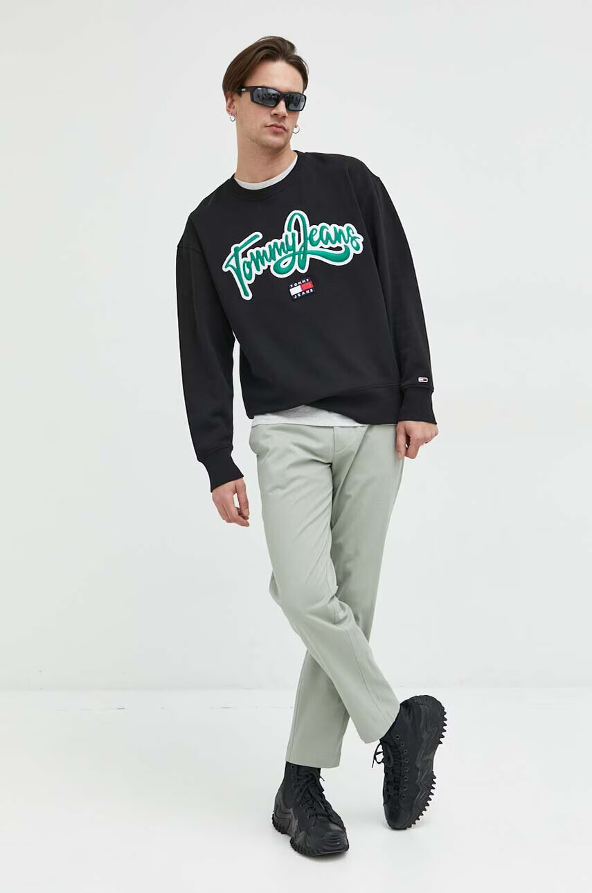 Tommy Jeans Памучен суичър в черно с апликация - Pepit.bg