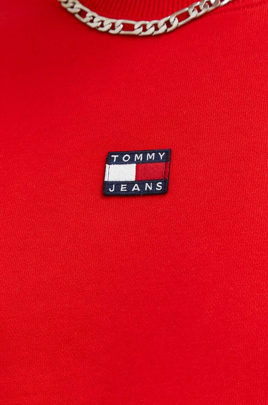 Tommy Jeans Памучен суичър в червено с апликация - Pepit.bg