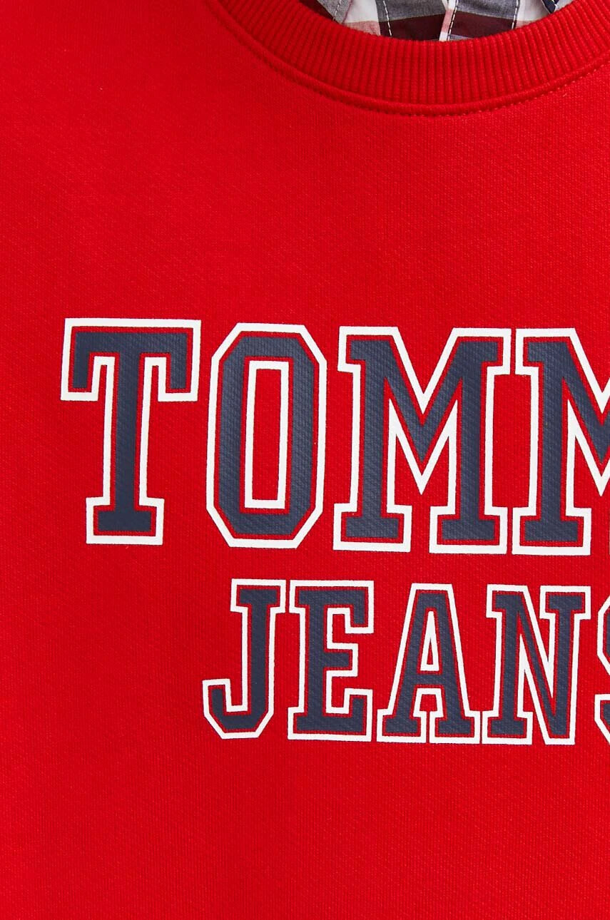 Tommy Jeans Памучен суичър в червено с принт - Pepit.bg
