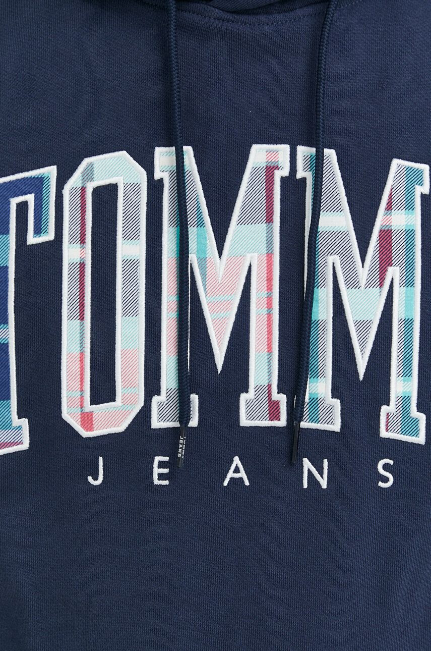 Tommy Jeans Памучен суичър в тъмносиньо с качулка с апликация - Pepit.bg