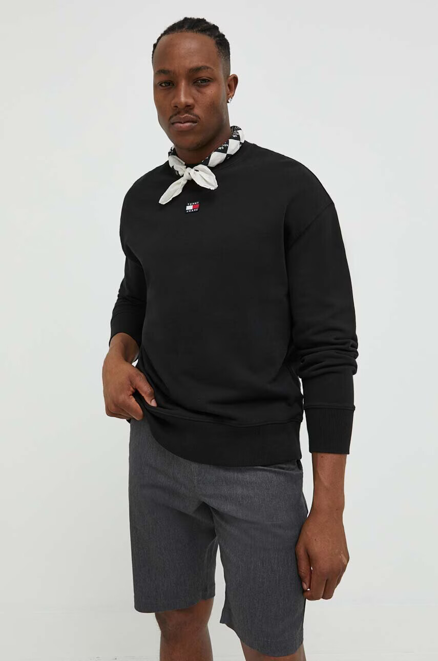 Tommy Jeans Памучен суичър в черно с апликация - Pepit.bg