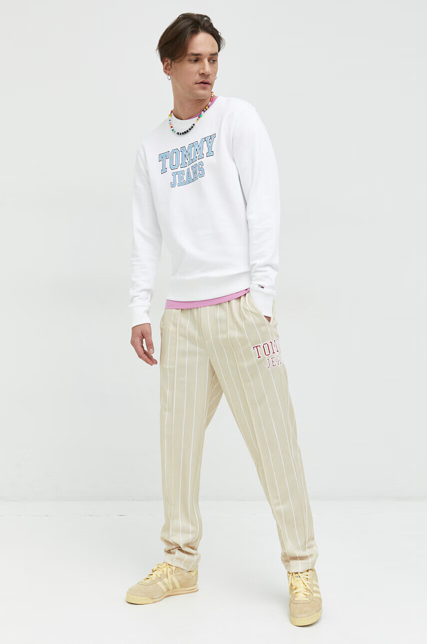 Tommy Jeans Памучен суичър в бяло с принт - Pepit.bg