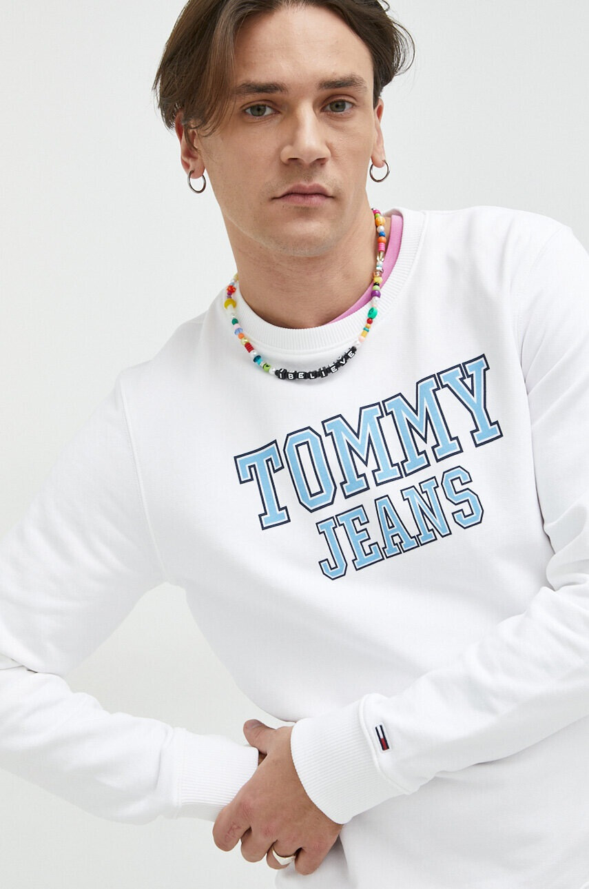 Tommy Jeans Памучен суичър в бяло с принт - Pepit.bg