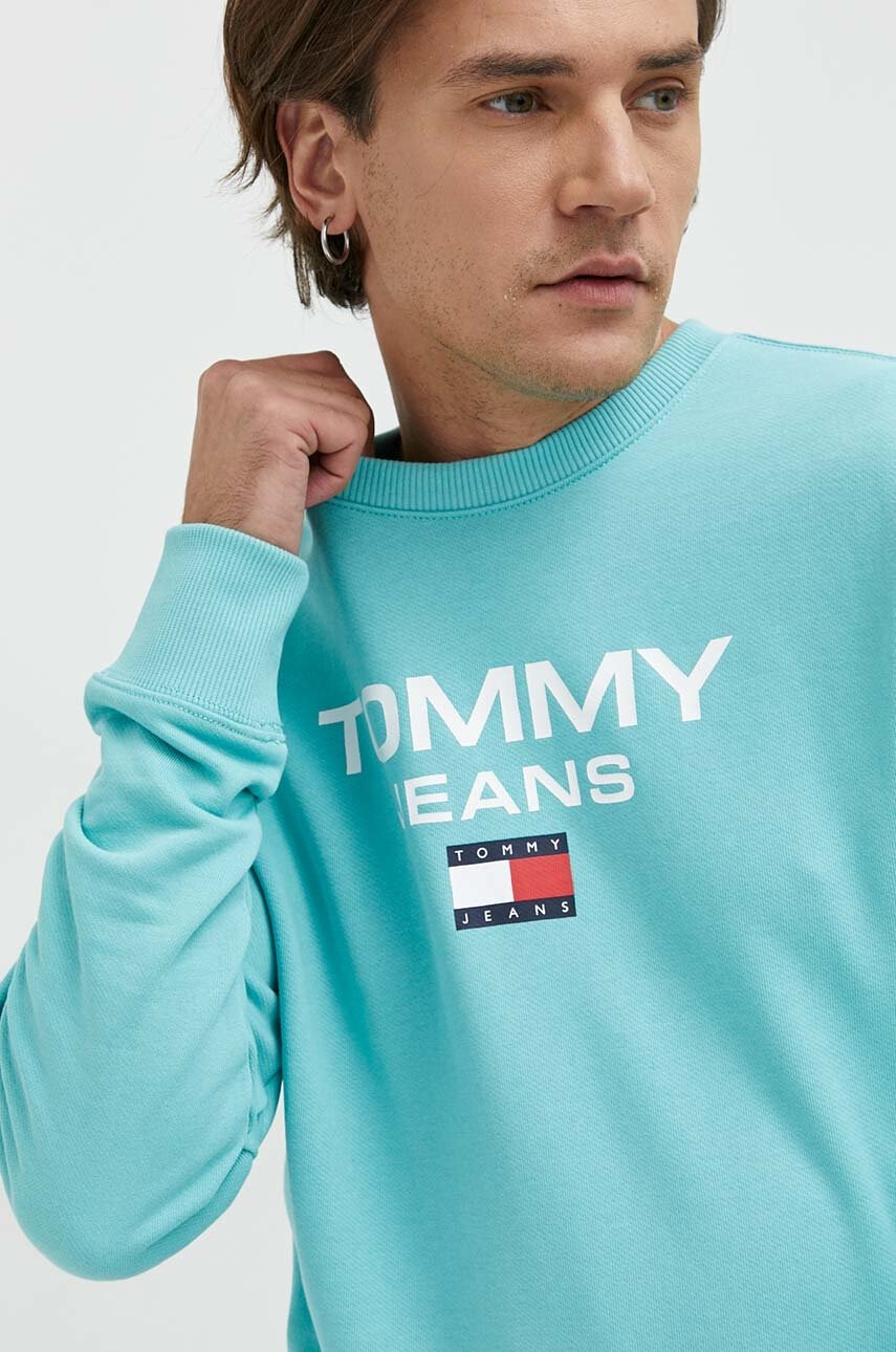 Tommy Jeans Памучен суичър в зелено с принт - Pepit.bg