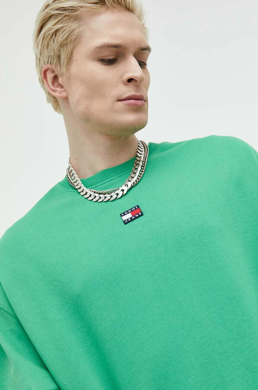 Tommy Jeans Памучен суичър в зелено с апликация - Pepit.bg