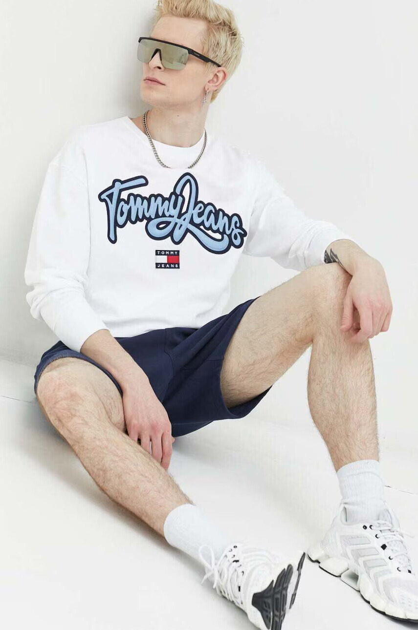 Tommy Jeans Памучен суичър в бяло с апликация - Pepit.bg