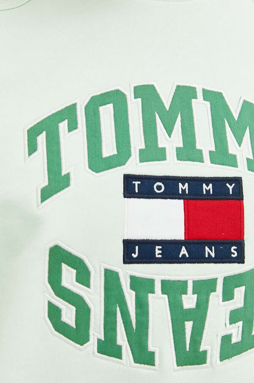 Tommy Jeans Памучен суичър в зелено с апликация - Pepit.bg
