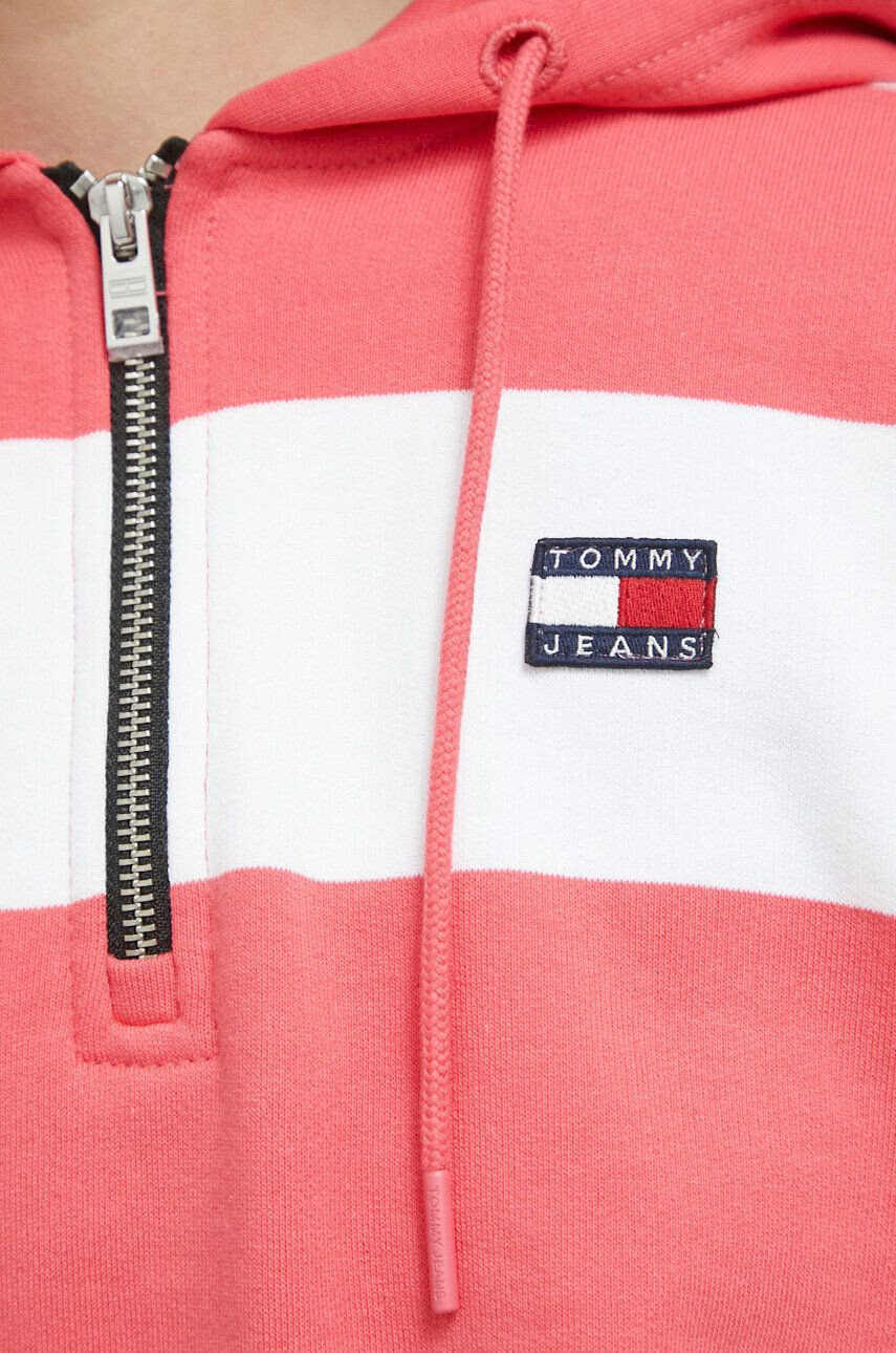 Tommy Jeans Памучен суичър в розово с качулка с десен - Pepit.bg