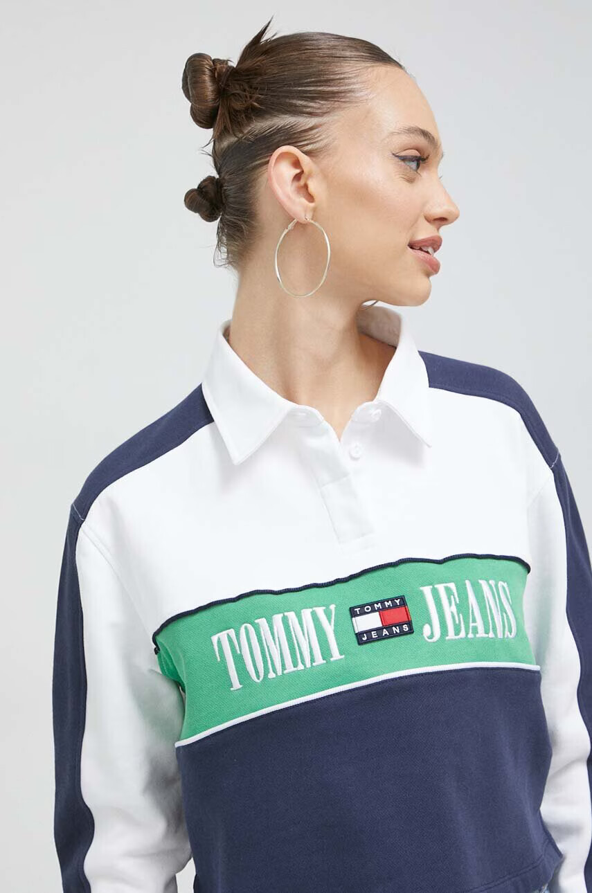 Tommy Jeans Памучен суичър в тъмносиньо с десен - Pepit.bg