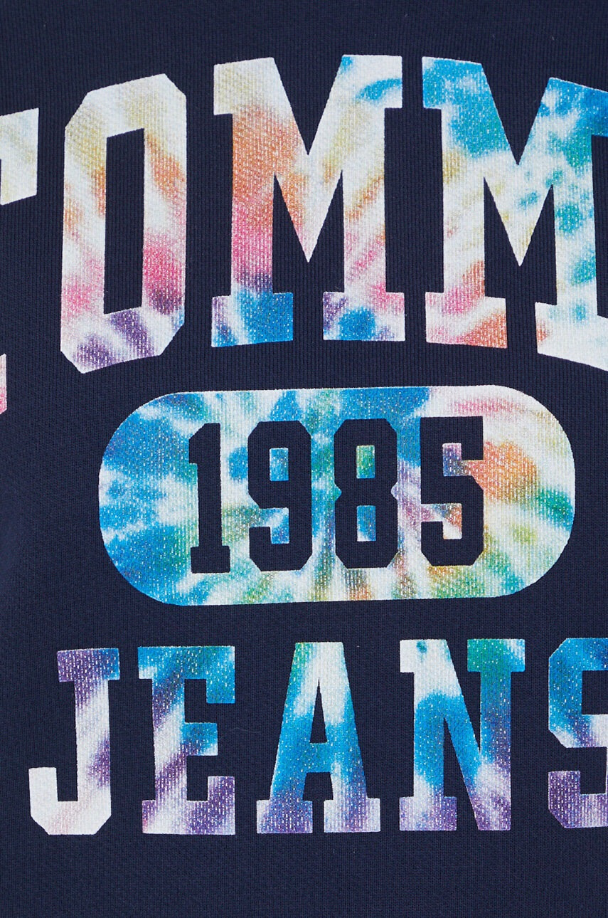Tommy Jeans Памучен суичър дамски в тъмносиньо с принт - Pepit.bg