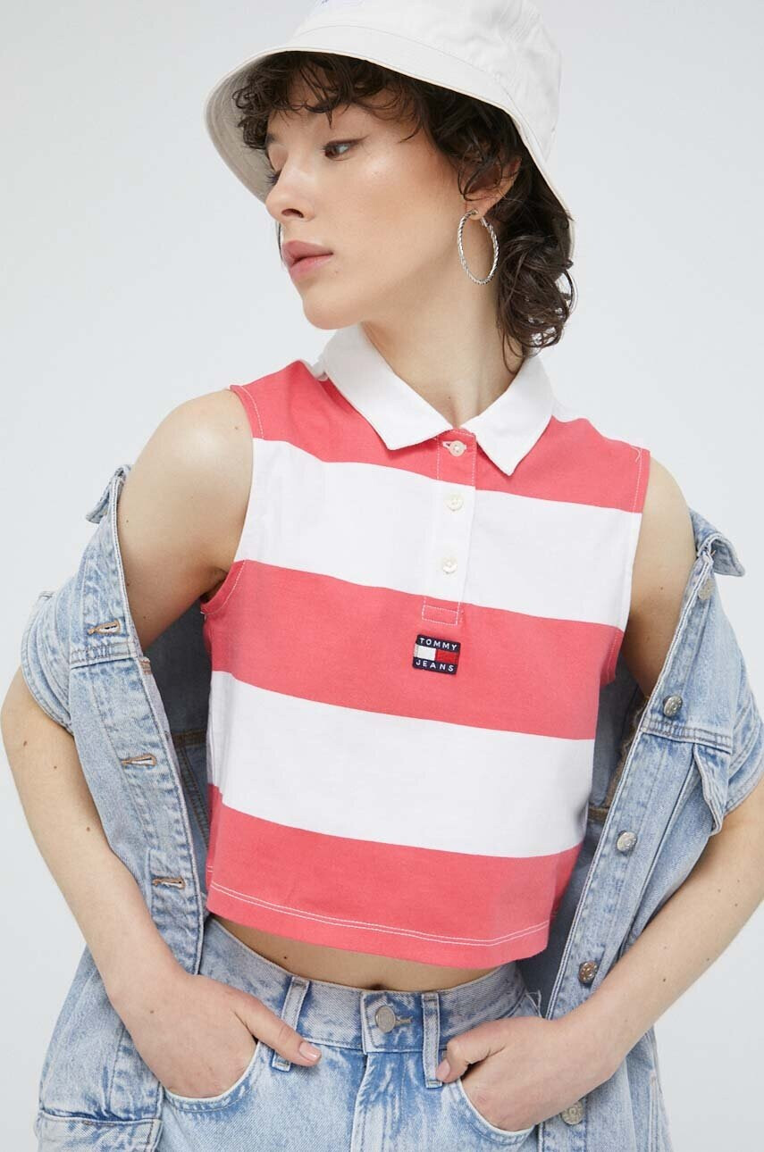 Tommy Jeans Памучен топ в розово - Pepit.bg