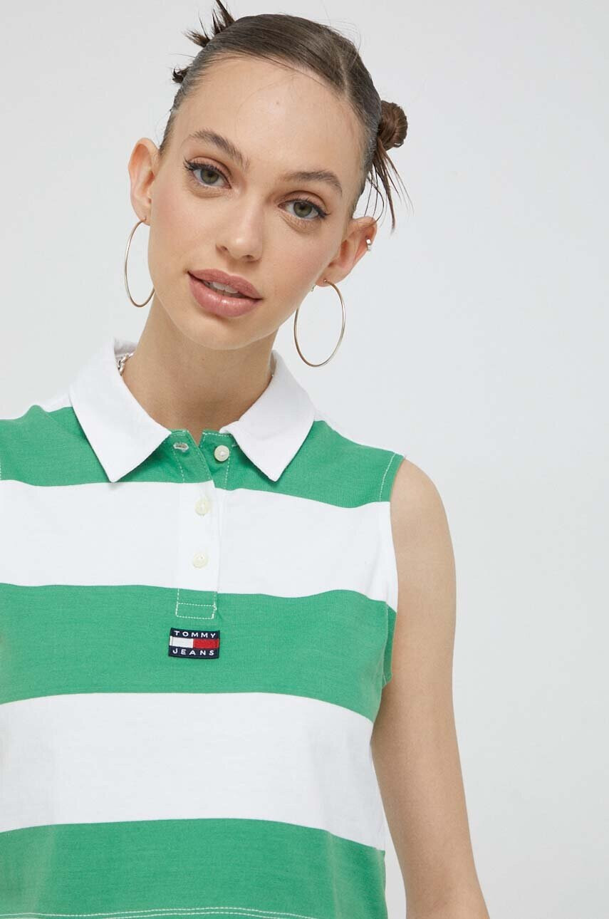 Tommy Jeans Памучен топ в зелено - Pepit.bg