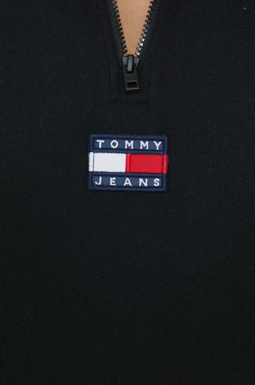 Tommy Jeans Памучна блуза с дълги ръкави в черно с яка тип peter pan - Pepit.bg