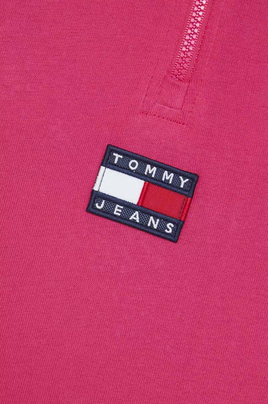 Tommy Jeans Памучна блуза с дълги ръкави в розово с яка тип peter pan - Pepit.bg