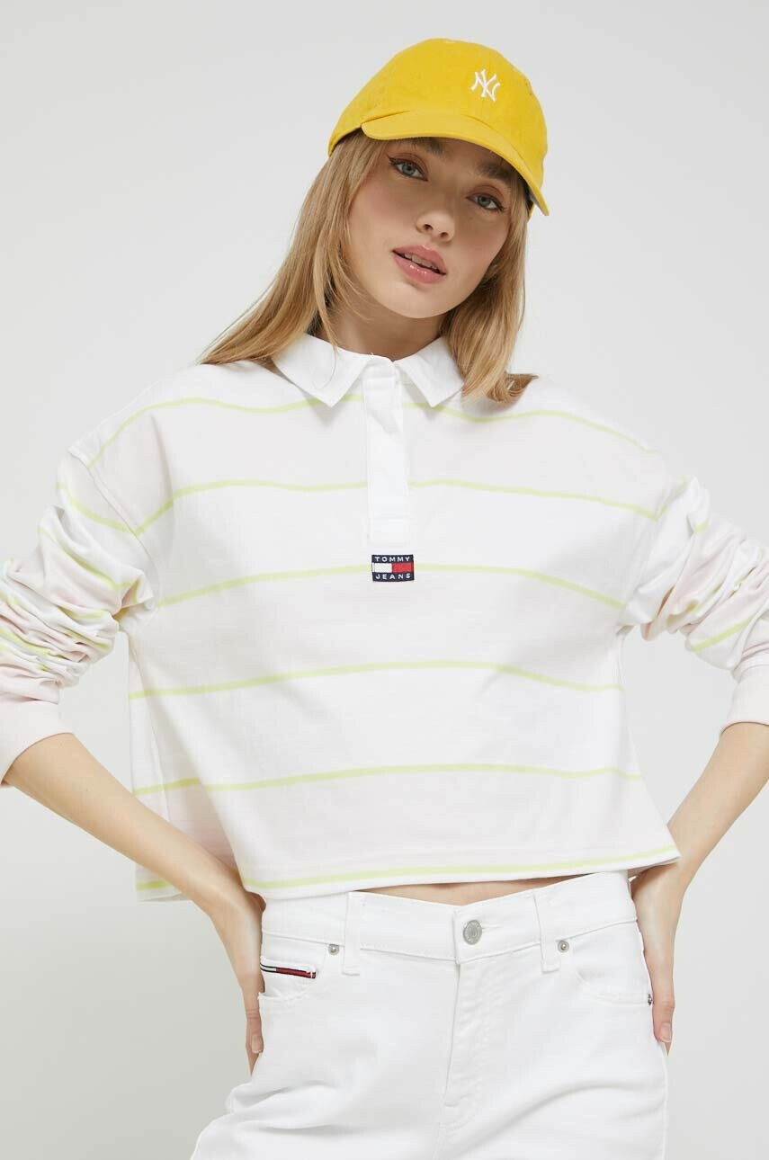 Tommy Jeans Памучна блуза с дълги ръкави в розово - Pepit.bg