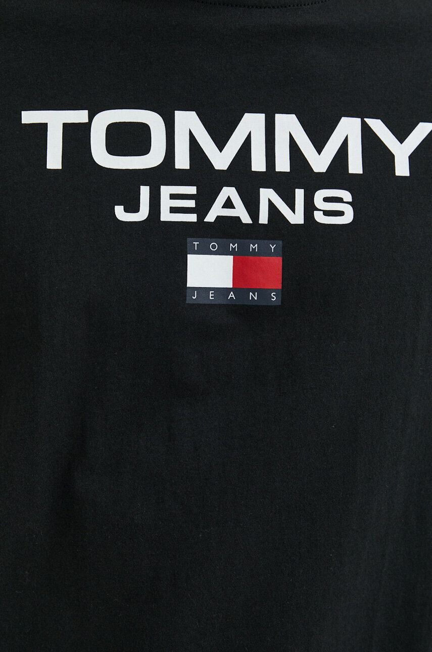 Tommy Jeans Памучна блуза с дълги ръкави в черно с принт - Pepit.bg