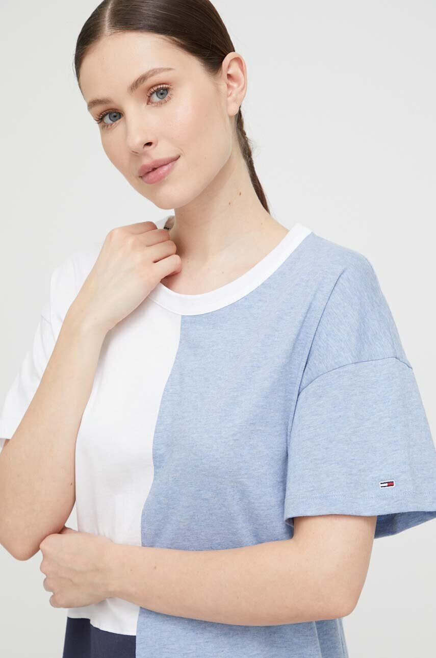 Tommy Jeans Памучна нощница в синьо - Pepit.bg