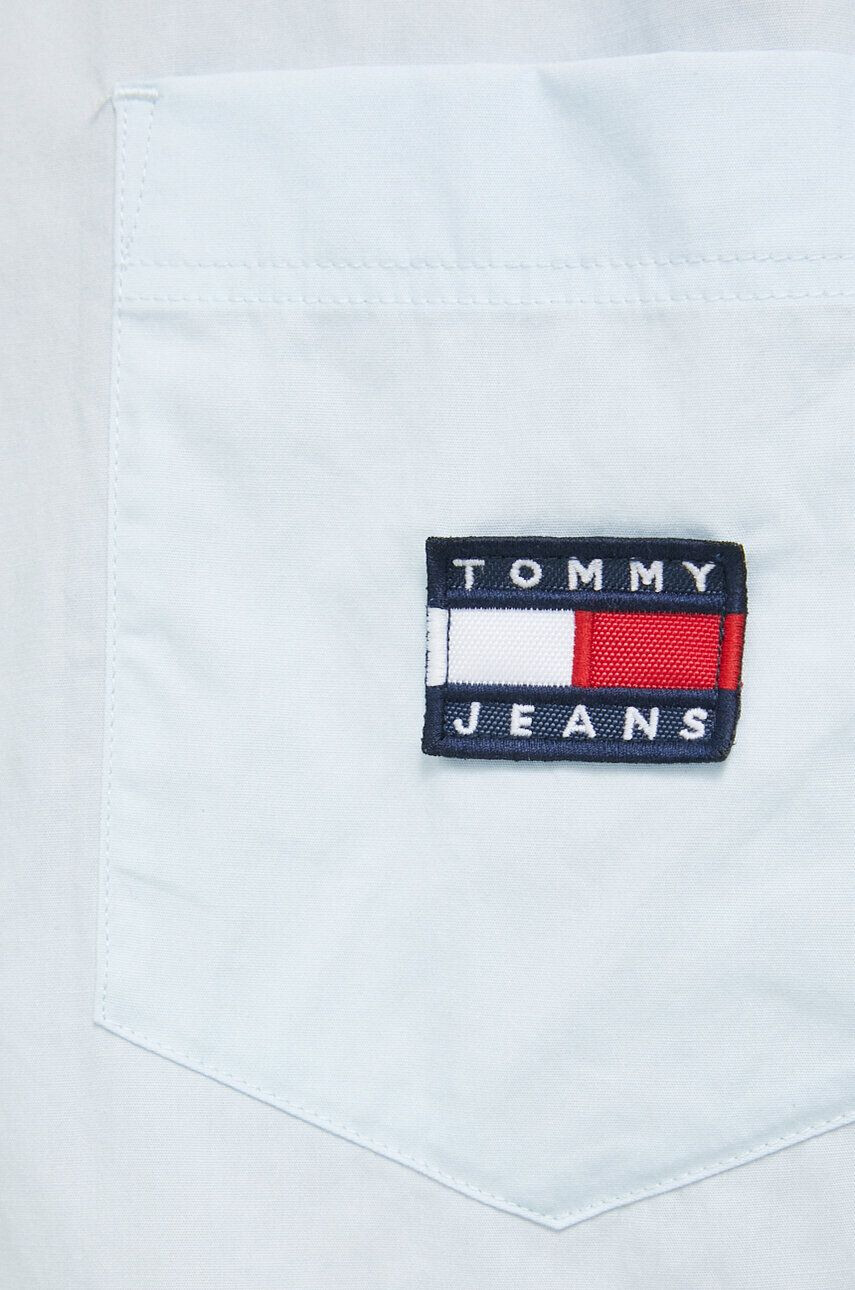 Tommy Jeans Памучна риза дамска в синьо със свободна кройка с класическа яка - Pepit.bg