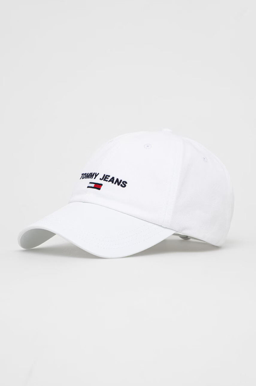 Tommy Jeans Памучна шапка в бяло с апликация - Pepit.bg