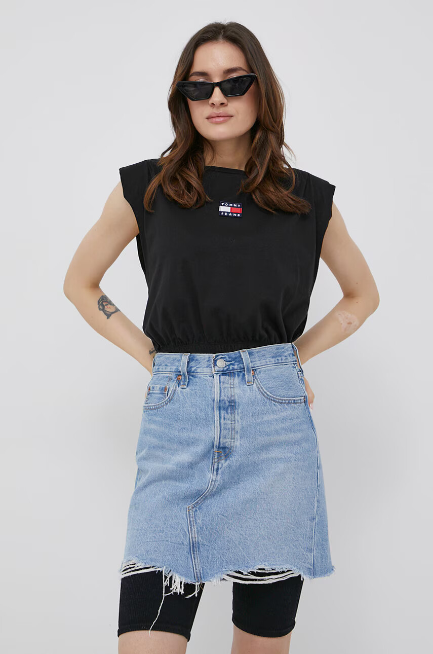 Tommy Jeans Памучна тениска в черно - Pepit.bg