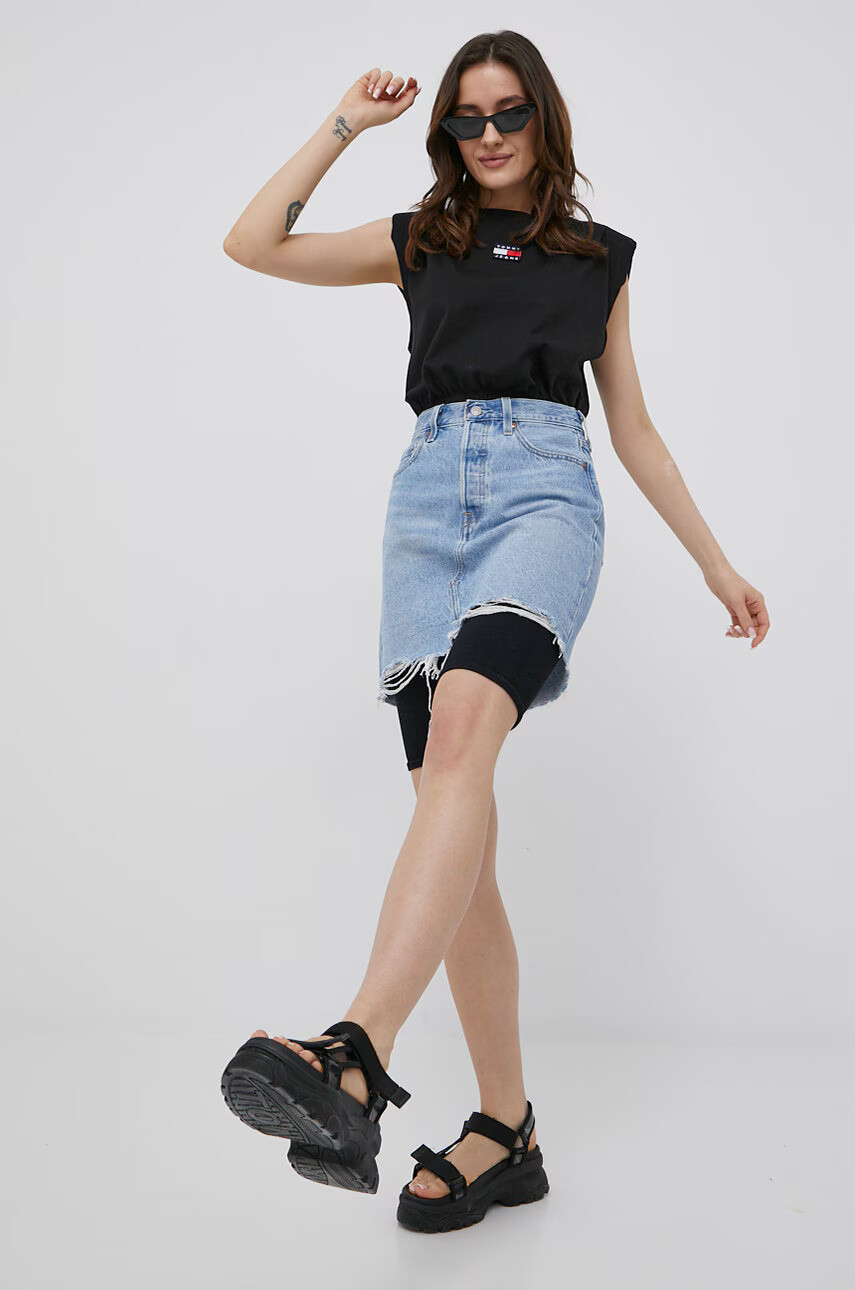 Tommy Jeans Памучна тениска в черно - Pepit.bg