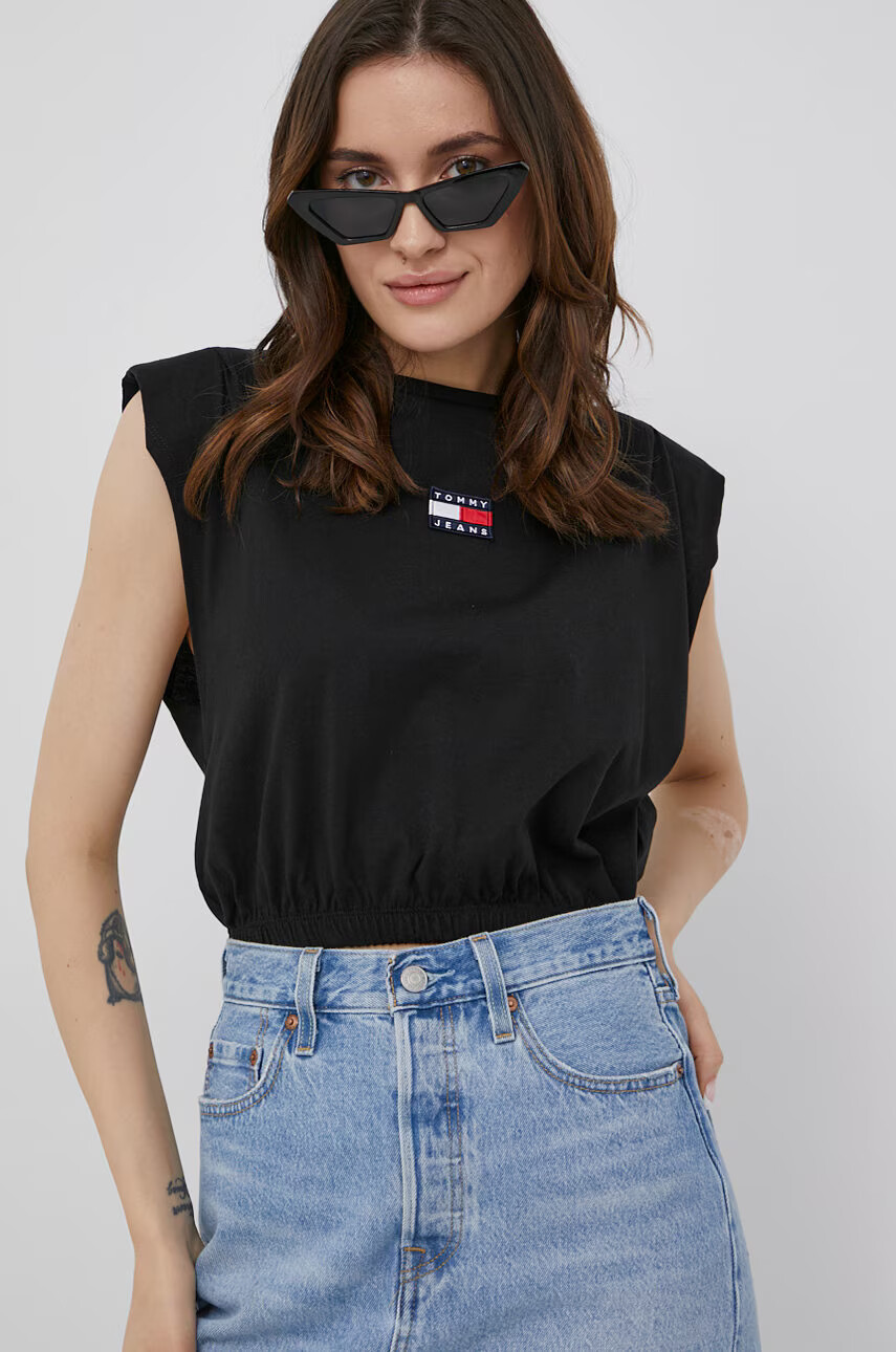 Tommy Jeans Памучна тениска в черно - Pepit.bg