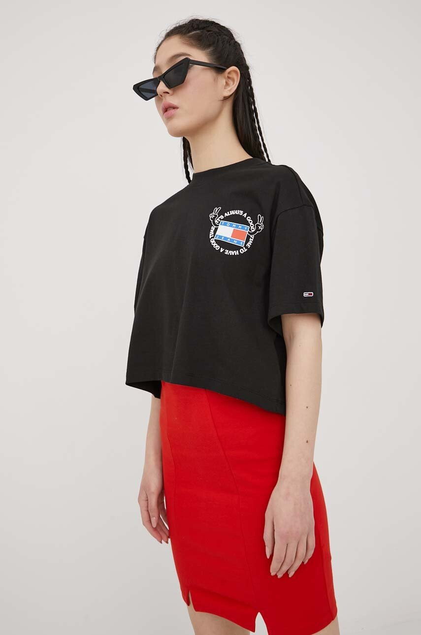 Tommy Jeans Памучна тениска в черно - Pepit.bg