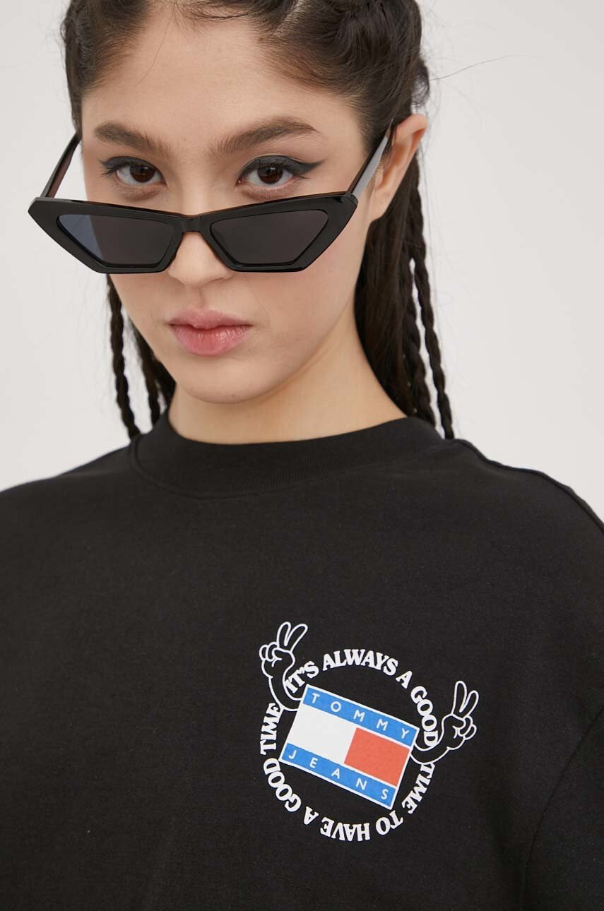 Tommy Jeans Памучна тениска в черно - Pepit.bg