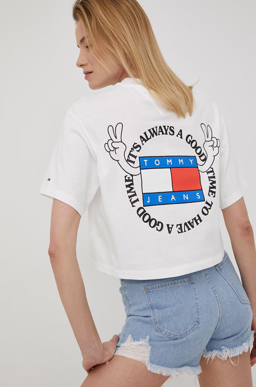 Tommy Jeans Памучна тениска в бяло - Pepit.bg