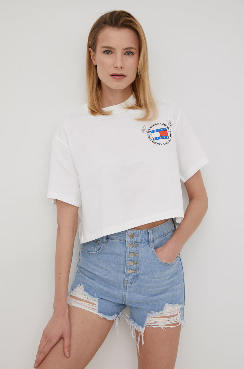 Tommy Jeans Памучна тениска в бяло - Pepit.bg