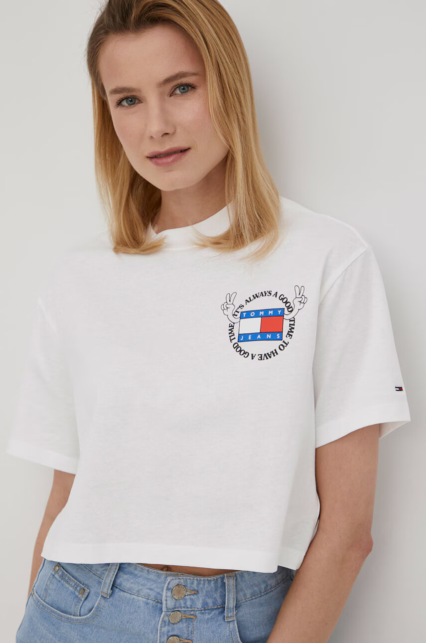 Tommy Jeans Памучна тениска в бяло - Pepit.bg