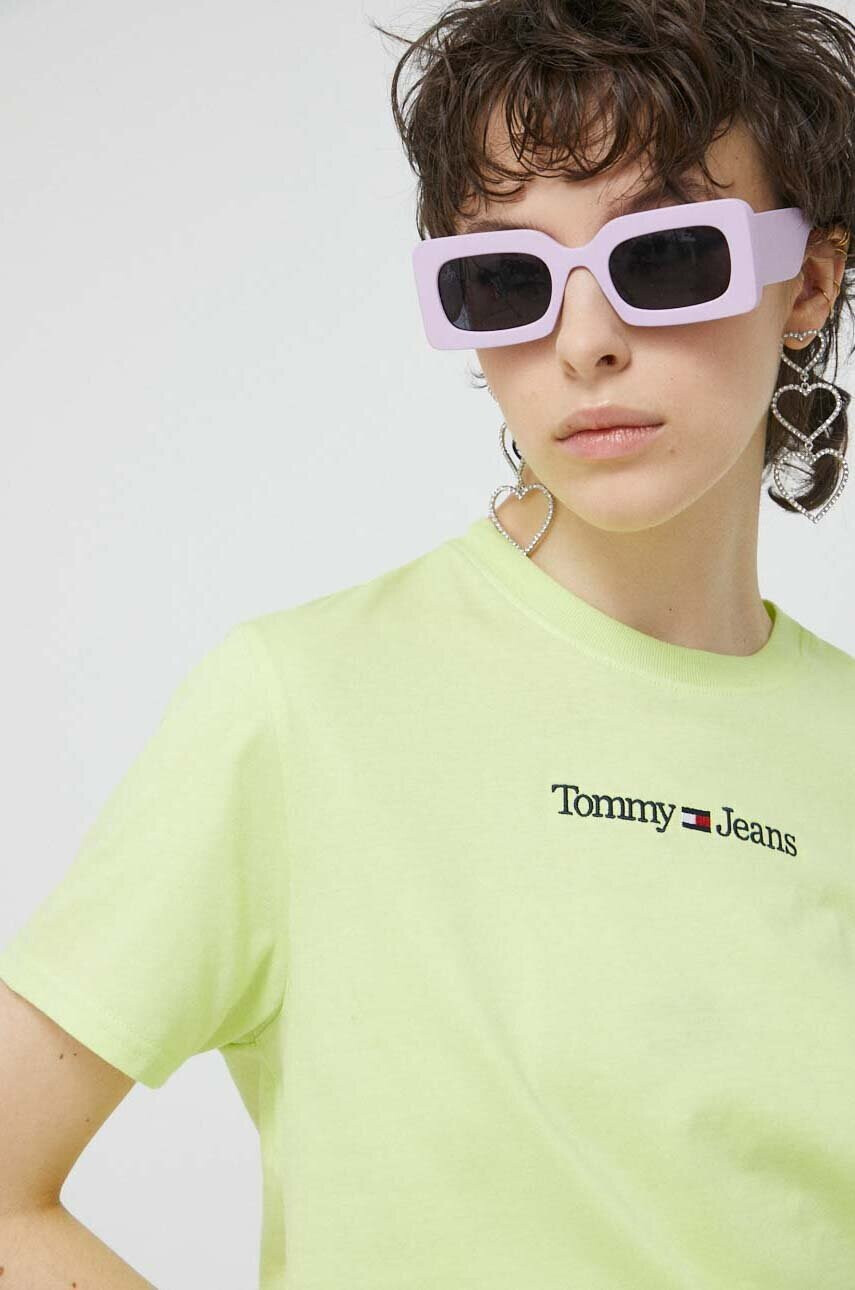 Tommy Jeans Памучна тениска в жълто - Pepit.bg