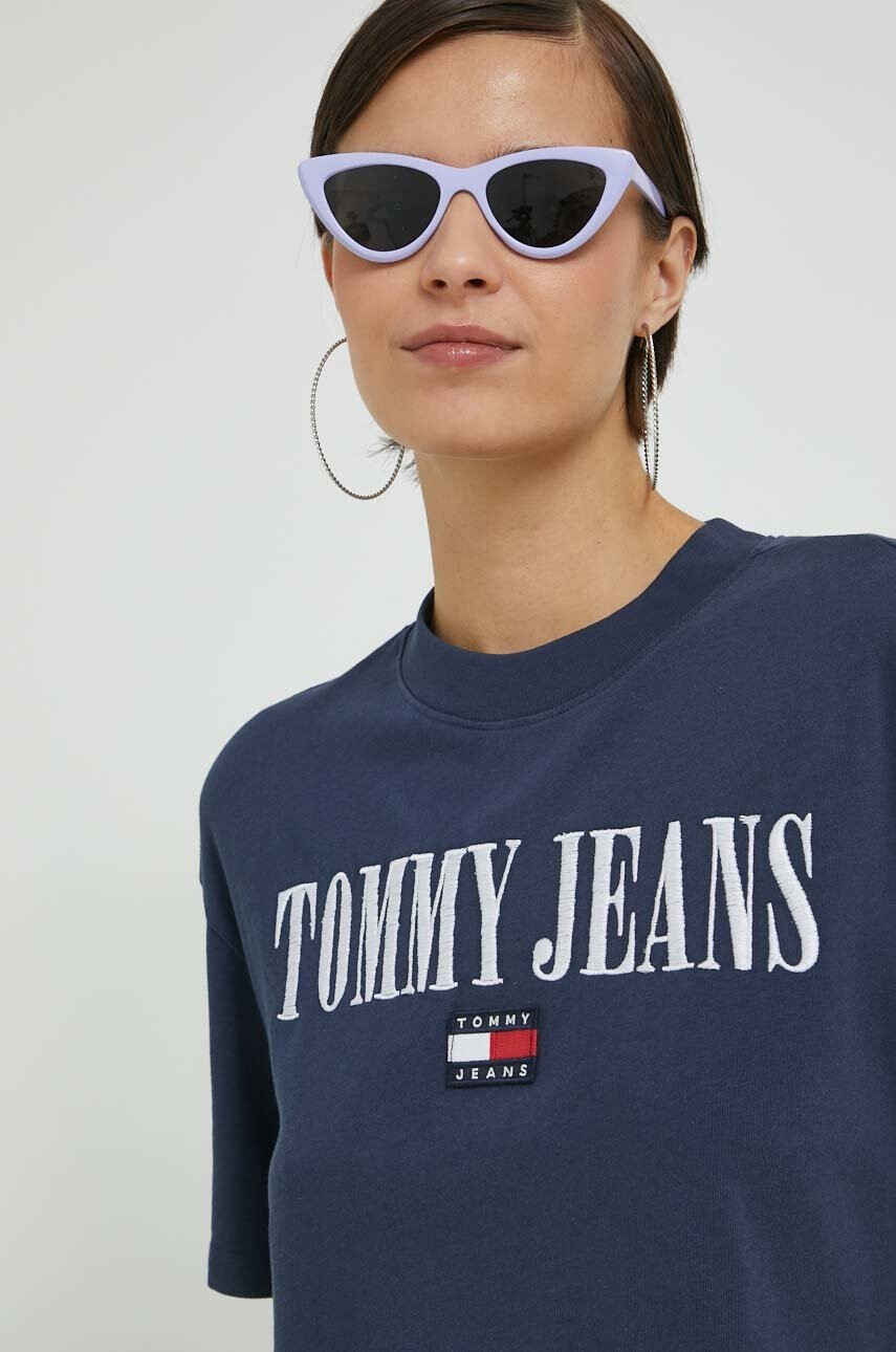 Tommy Jeans Памучна тениска в тъмносиньо - Pepit.bg