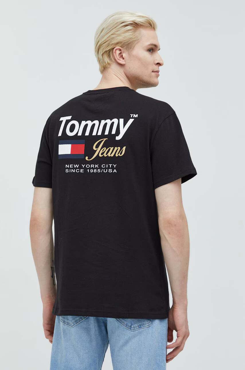 Tommy Jeans Памучна тениска в черно с принт - Pepit.bg