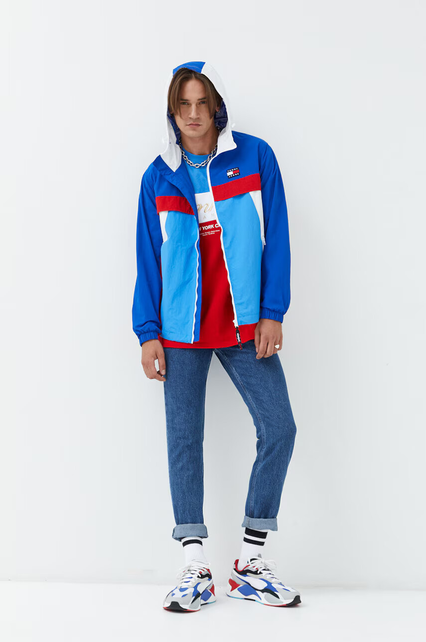 Tommy Jeans Памучна тениска в синьо - Pepit.bg