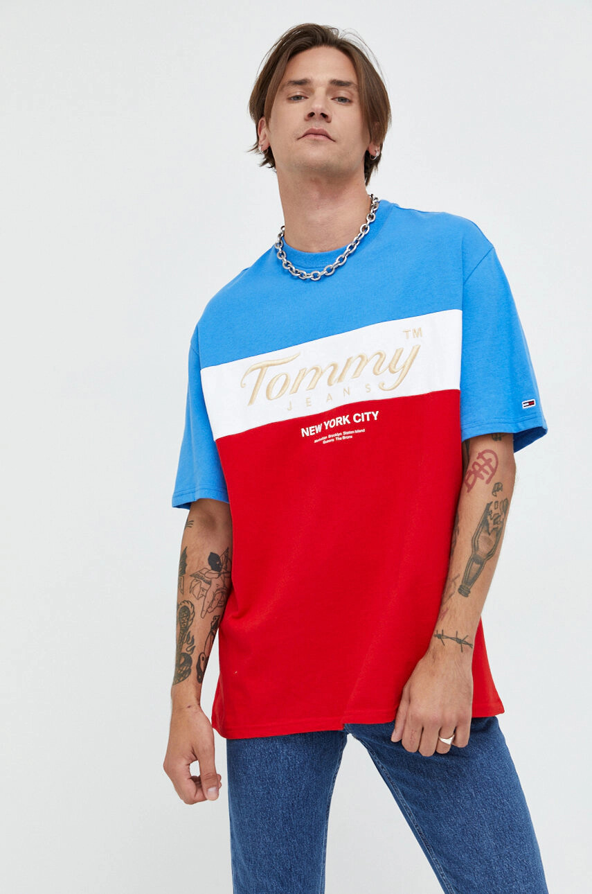 Tommy Jeans Памучна тениска в синьо - Pepit.bg